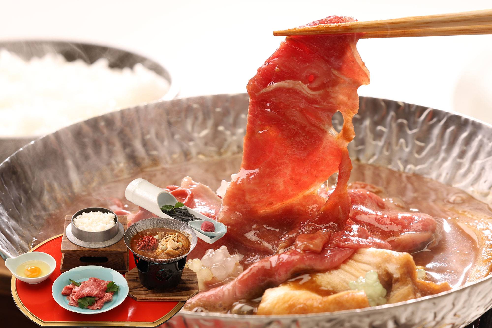 滋賀県名物　近江牛酒粕すき焼き【おばんざいビュッフェ・ドリンクつき】